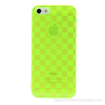 Grid Pattern Translucent TPU Protective Case with Anti-dust Plug for iPhone 5